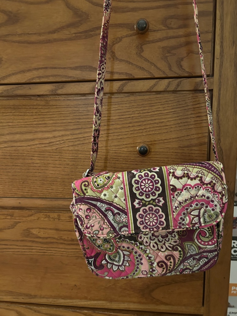 Vera Bradley Paisley Quilted Crossbody in Pink and Purple